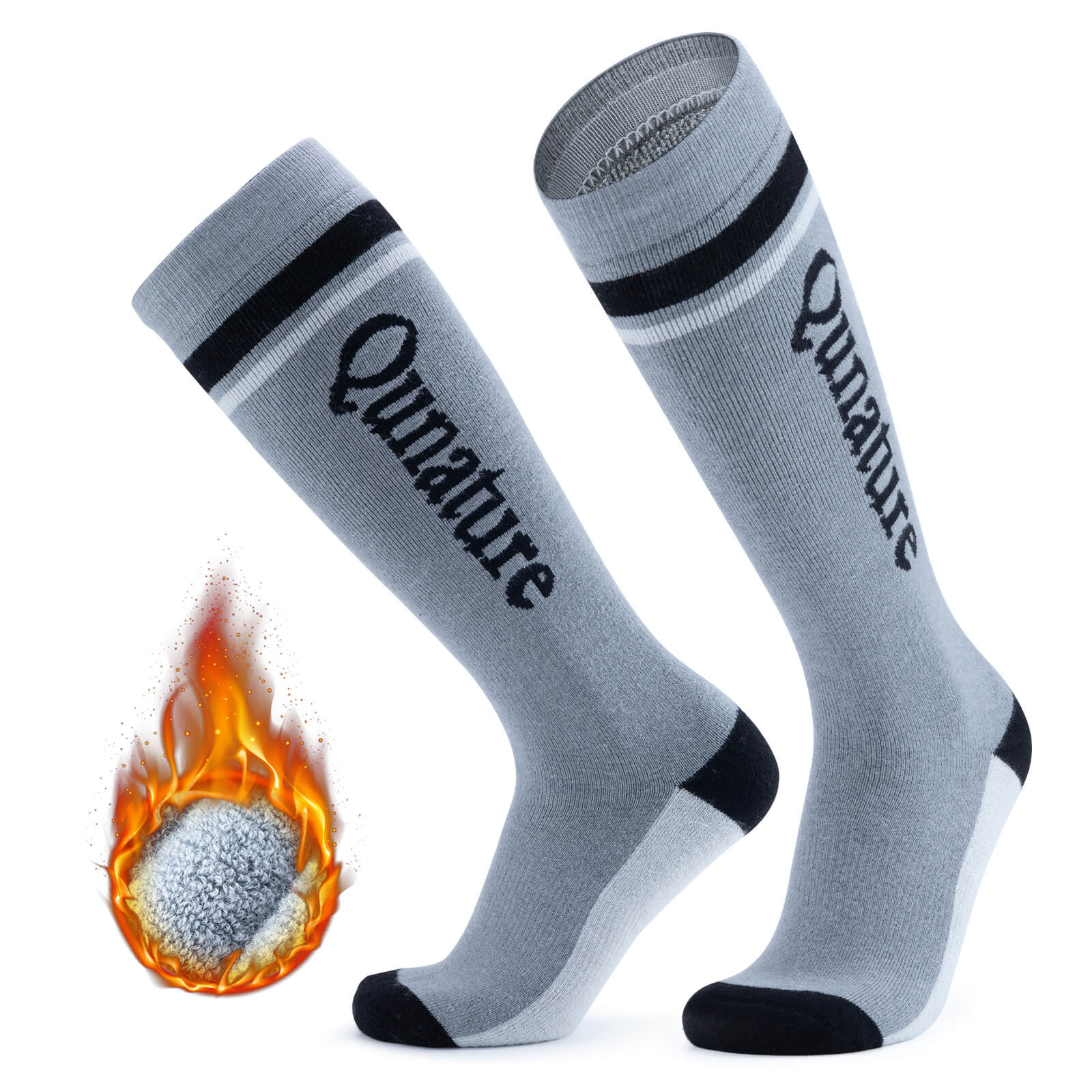 ROCKBROS Merino Wool Ski Socks - Breathable Thermal Snowboard Socks for Men and Women
#Color_Gray