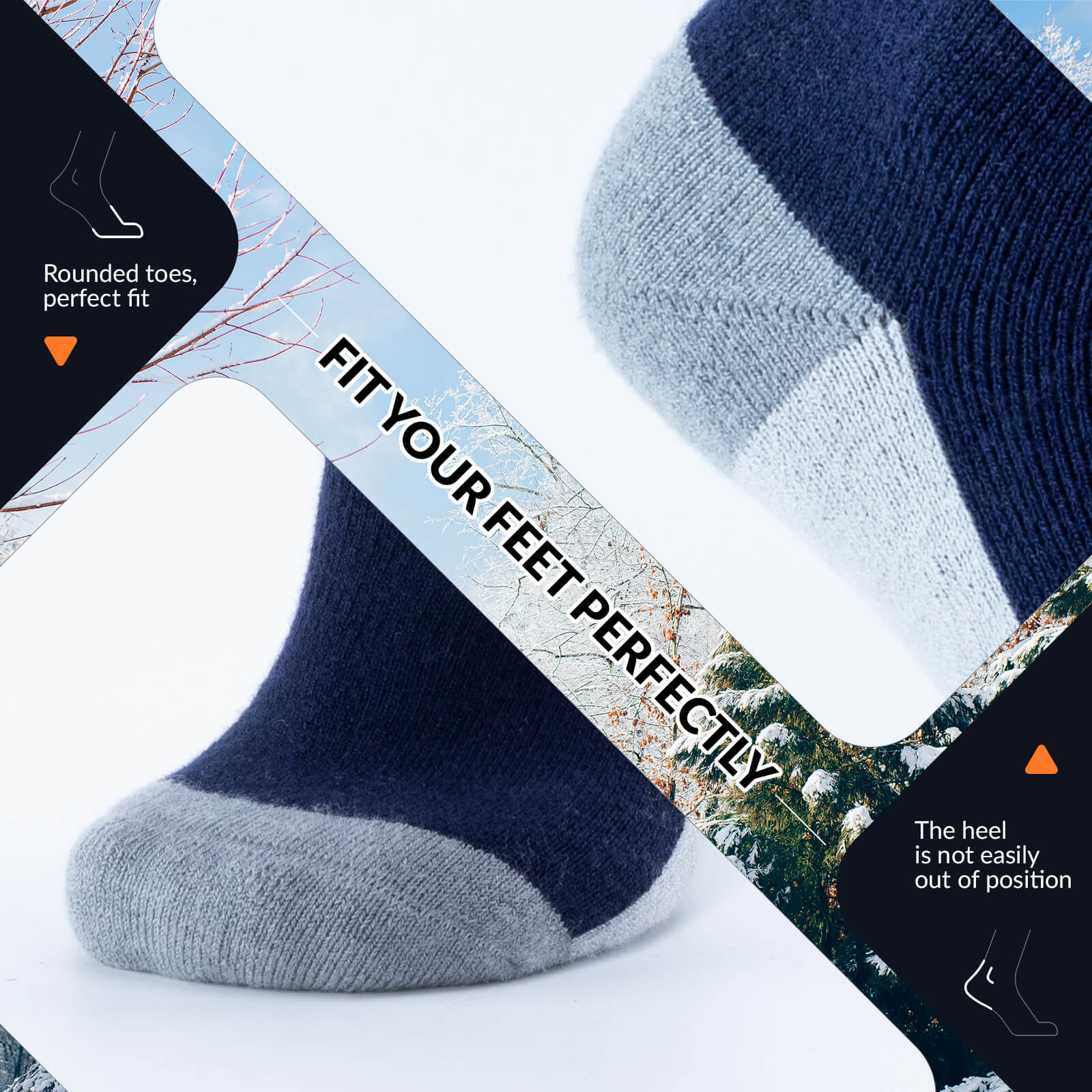 Blue ROCKBROS Merino Wool Ski Socks - Breathable Thermal Snowboard Socks for Men and Women
#Color_Blue