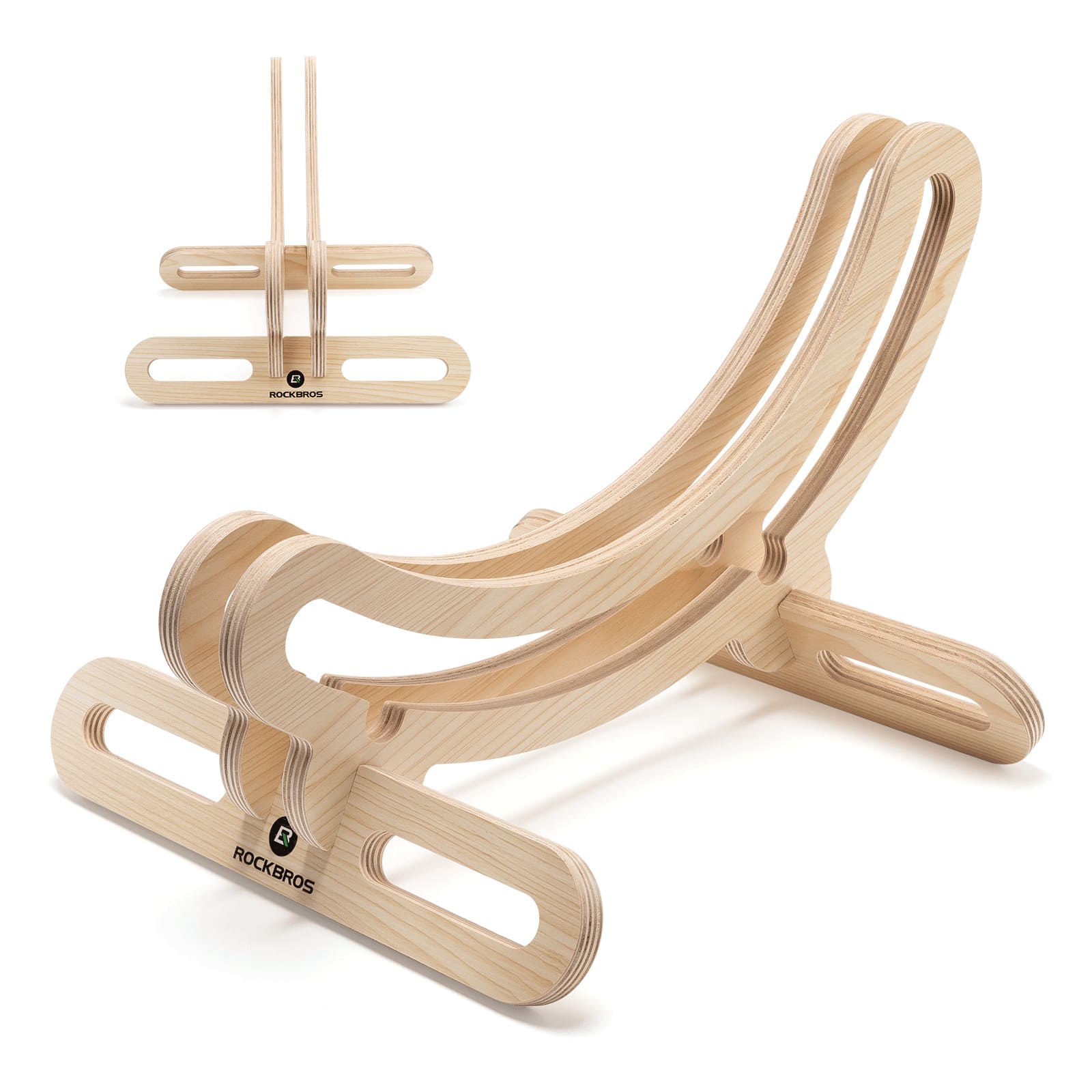 ROCKBROS Wooden Bike Stand with Interlocking Structure for Secure Parking and Home Storage