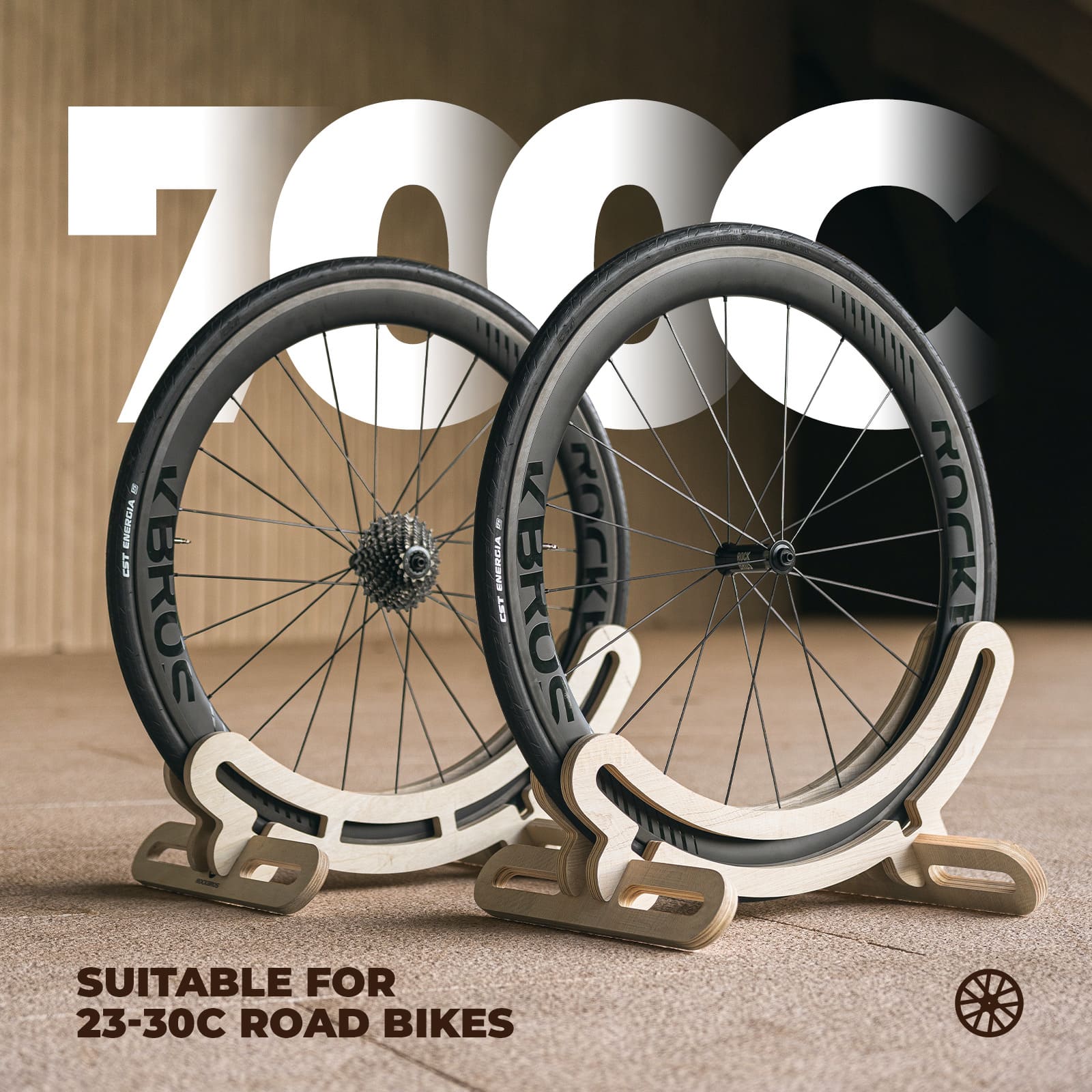 ROCKBROS Wooden Bike Stand with Interlocking Structure for Secure Parking and Home Storage