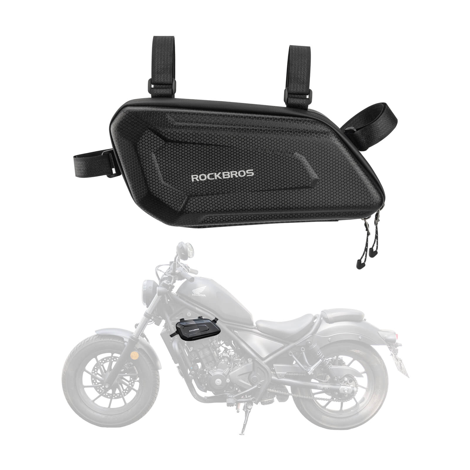 ROCKBROS aerodynamic triangle side bag for motorcycle frame storage
Style_Left