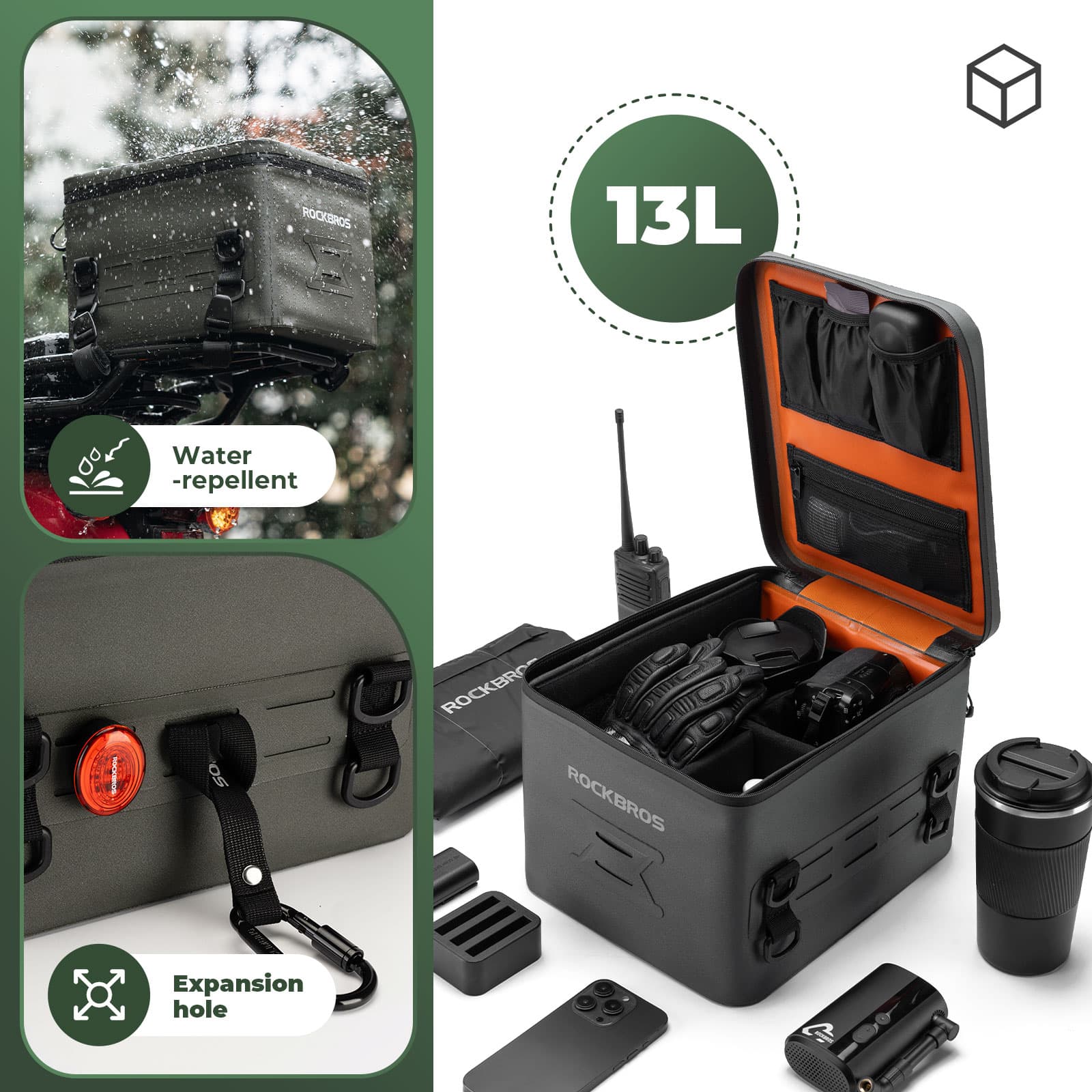 rockbros motorcycle waterproof rear rack bag 13l tpu travel luggage with large capacity for touring commuting