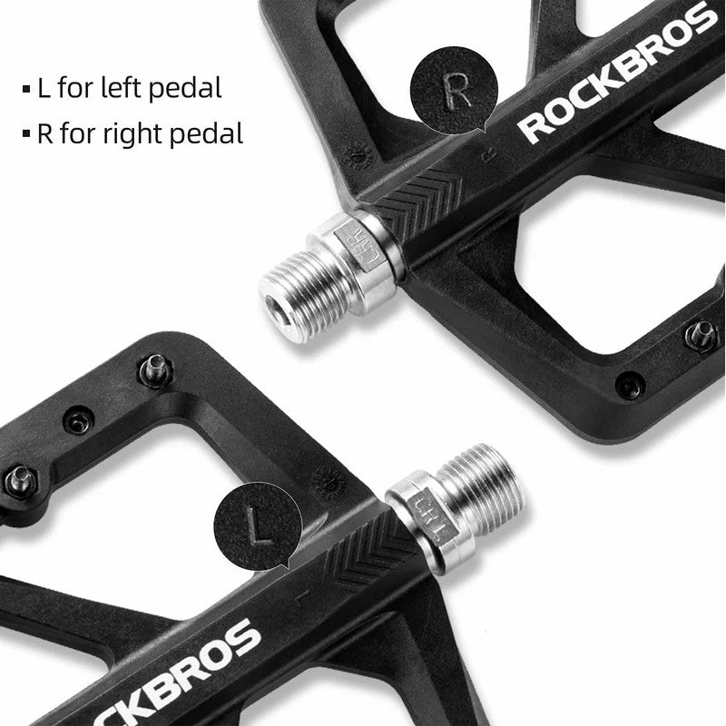 ROCKBROS Mountain Bike Pedals Nylon Composite and Chromium-Molybdenum Steel 9/16" Wide Platform Anti-Skid