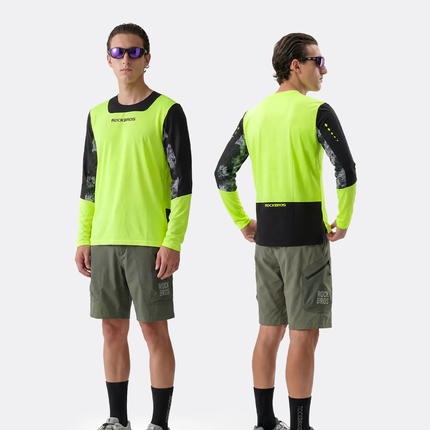 ROCKBROS Men's Long Sleeve Sports Jersey with Breathable Mesh for Cycling and Outdoor Activities