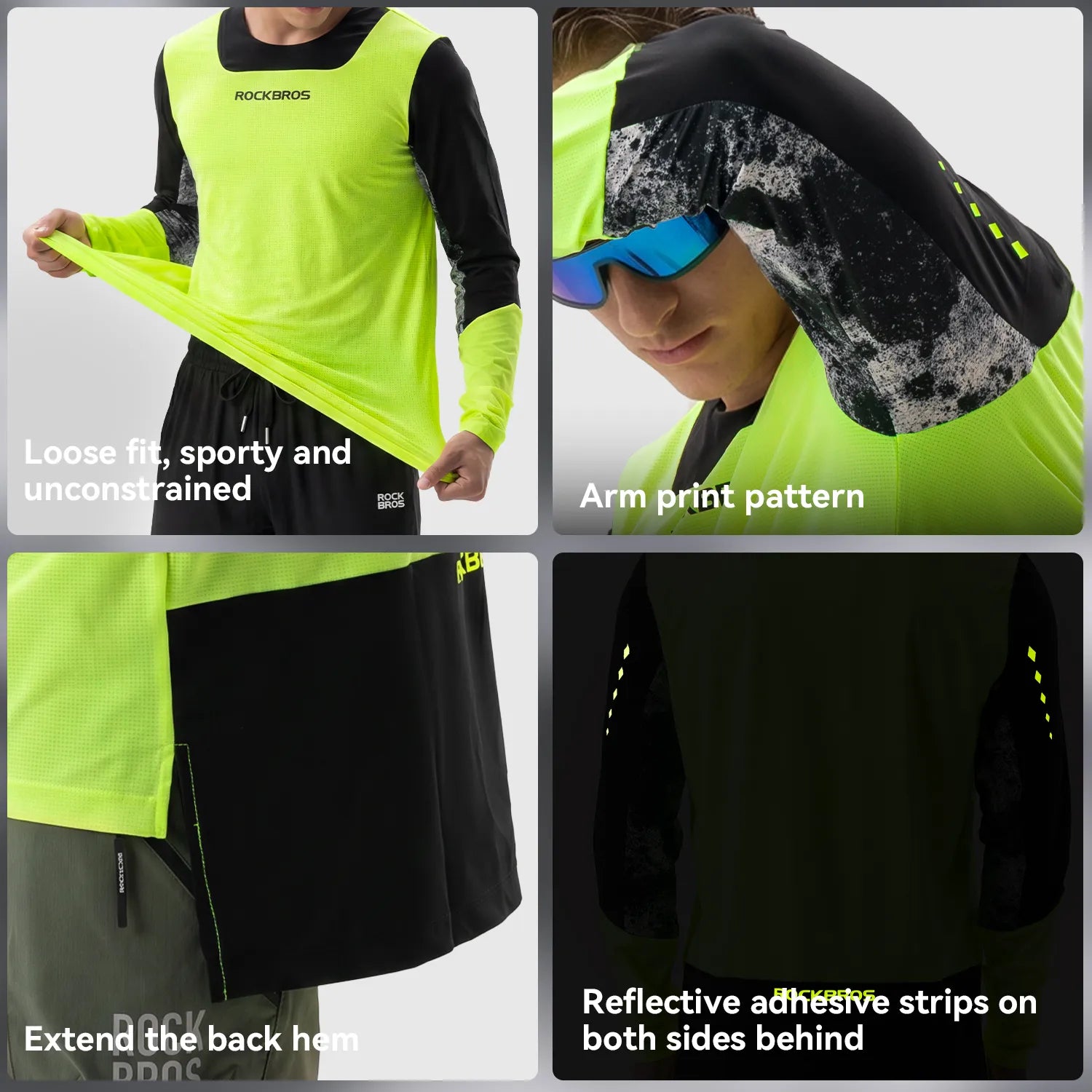 ROCKBROS Men's Long Sleeve Sports Jersey with Breathable Mesh for Cycling and Outdoor Activities