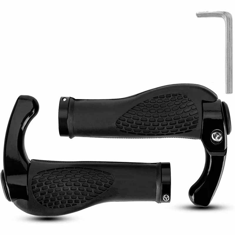 ROCKBROS Multi-Position Comfort MTB handlebar grips with ergonomic palm support and lock-on aluminum alloy bar ends for 22.2mm mountain bike handlebars