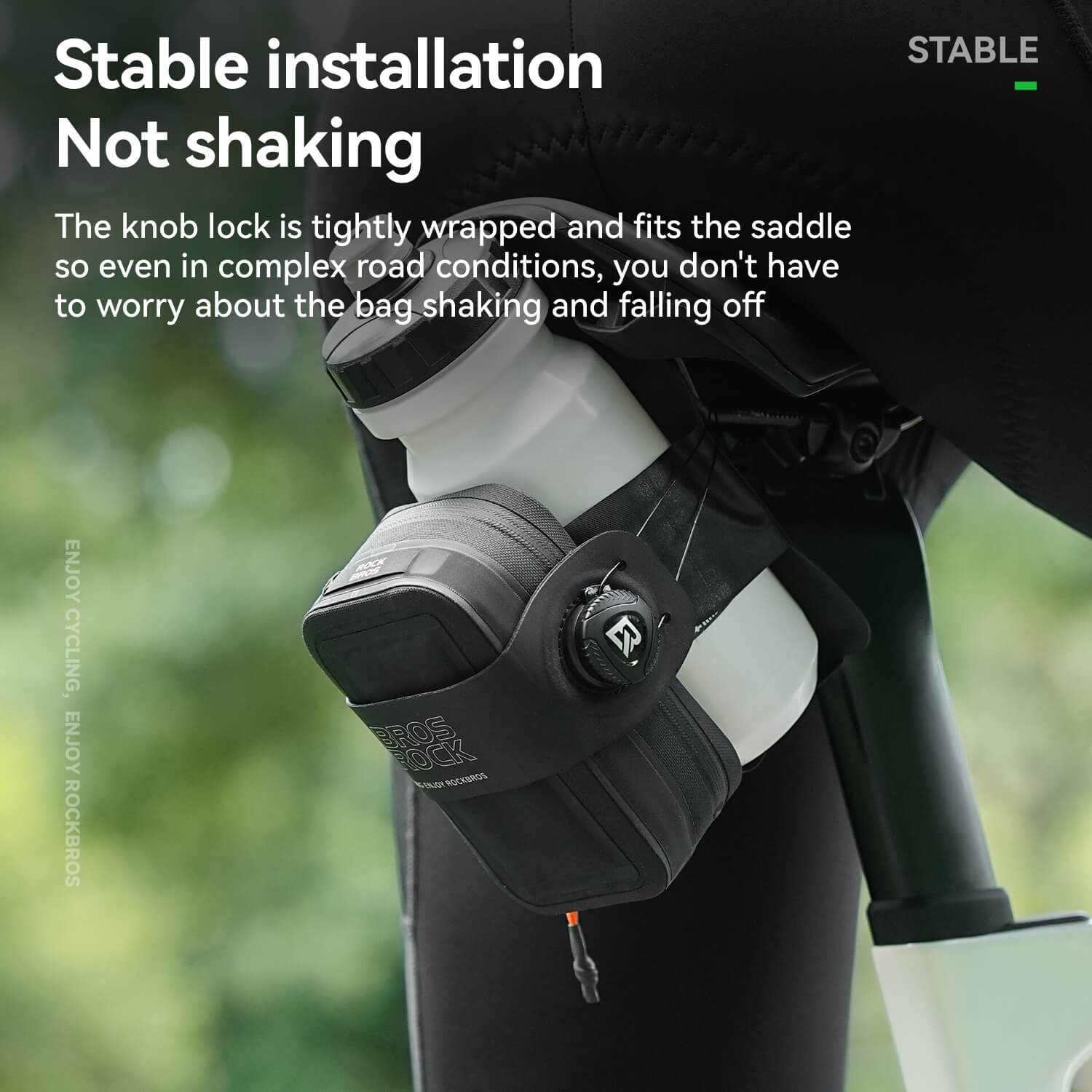 ROCKBROS multi-purpose waterproof rear saddle bag with knob lock system for cycling