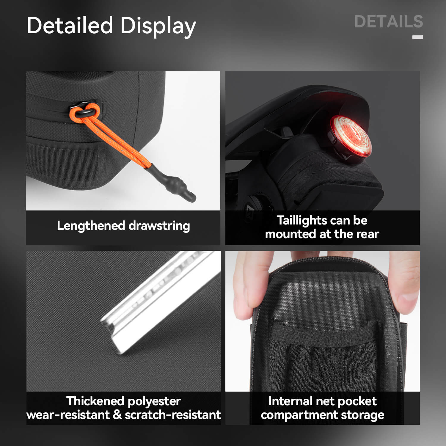 ROCKBROS multi-purpose waterproof rear saddle bag with knob lock system for cycling