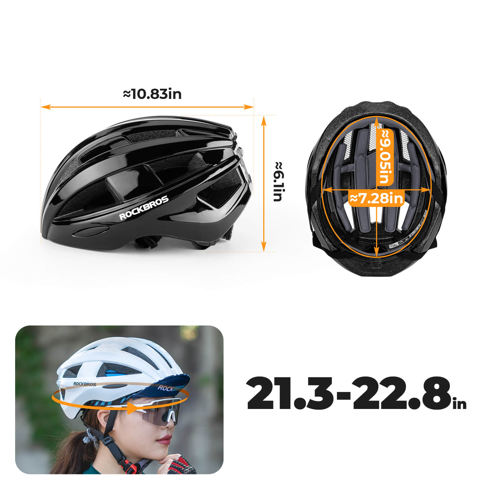 ROCKBROS bike helmet with rear light for safe night riding, breathable and impact-resistant design