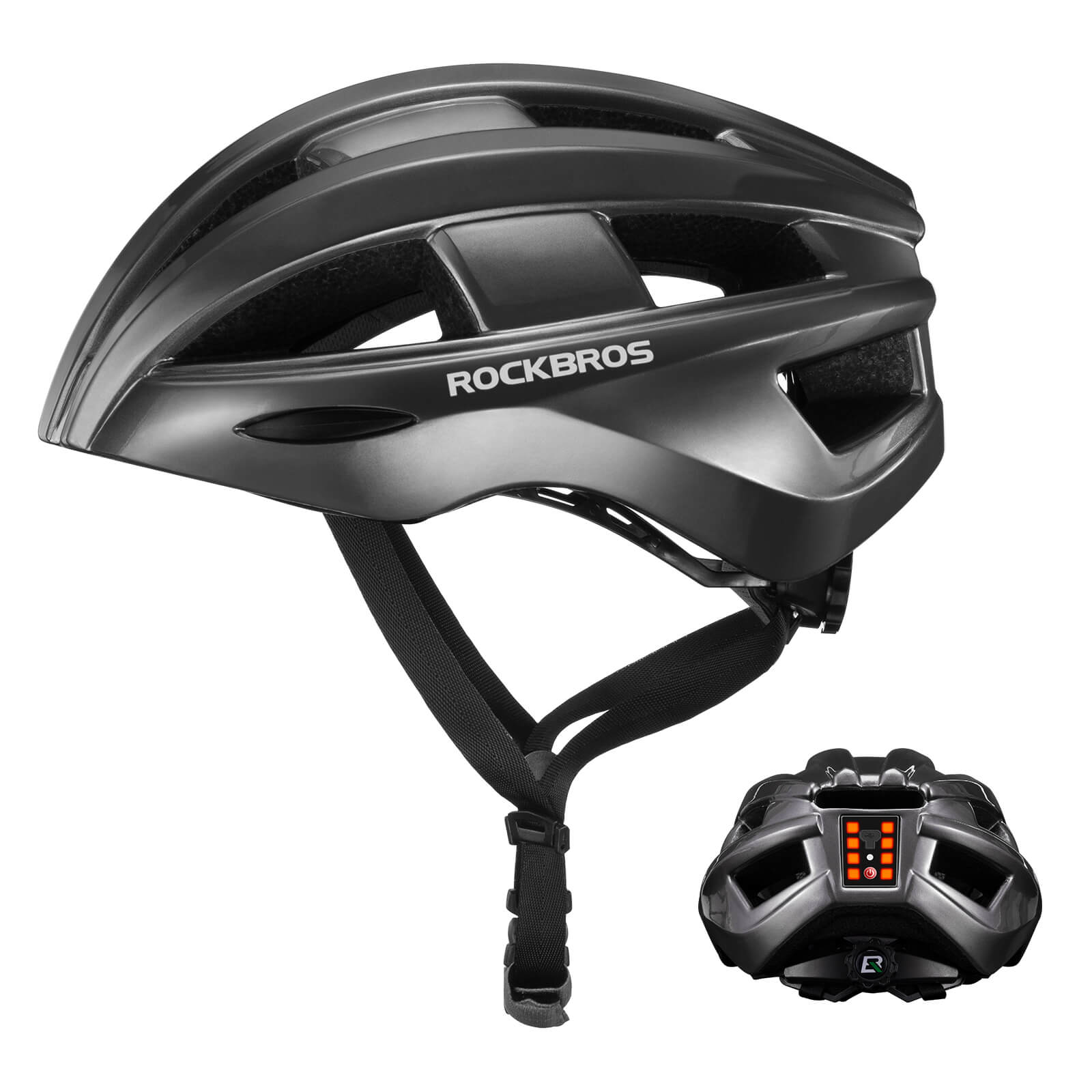 ROCKBROS bike helmet with rear light for safe night riding, breathable and impact-resistant design
#Color_Titanium