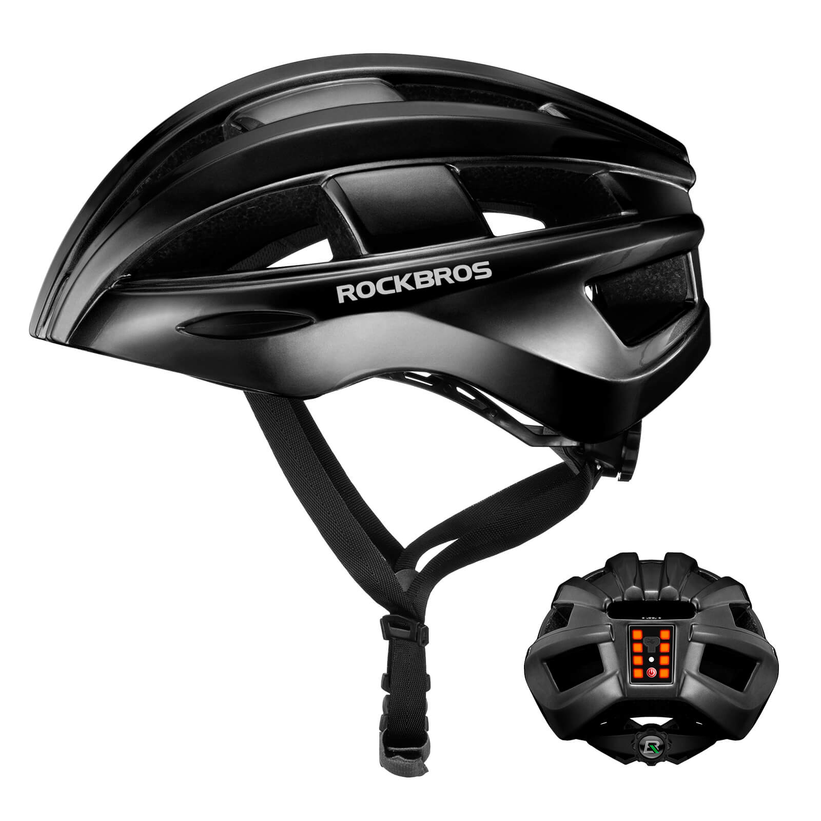 ROCKBROS bike helmet with rear light for safe night riding, breathable and impact-resistant design
#Color_Black