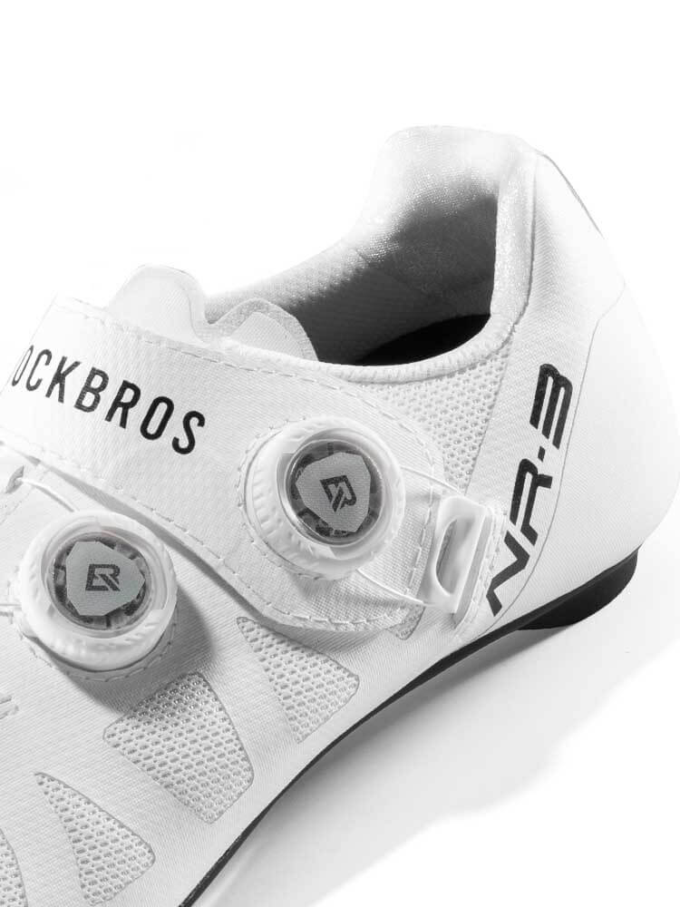 ROCKBROS NR3 clipless road cycling shoes with carbon sole and dual-dial closure system
#Color_White