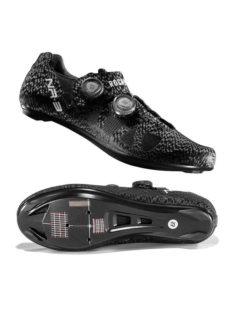 ROCKBROS NR3 clipless road cycling shoes with carbon sole and dual-dial closure system
#Color_Black