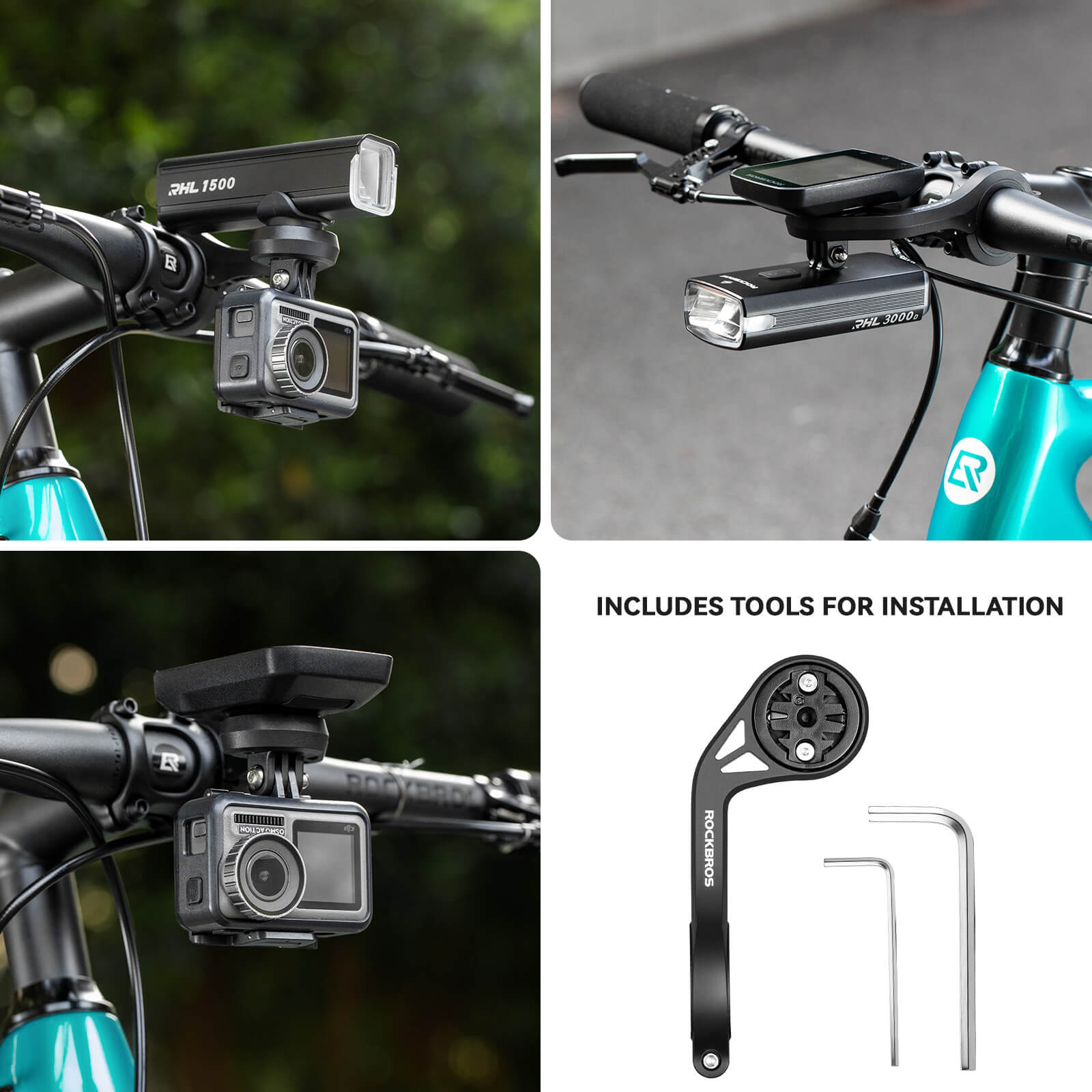 Streamline your bike cockpit with the ROCKBROS integrated out-front mount for a clean and organized handlebar.