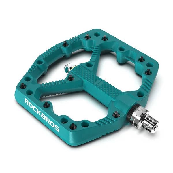 ROCKBROS Nylon MTB Bike Pedals with Wide 110mm Platform, Anti-Slip Pins, Sealed Bearings, and 9/16 Inch Spindle
#Color_Blue