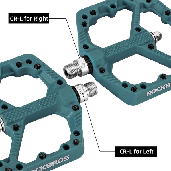 ROCKBROS Nylon MTB Bike Pedals with Wide 110mm Platform, Anti-Slip Pins, Sealed Bearings, and 9/16 Inch Spindle
#Color_Blue