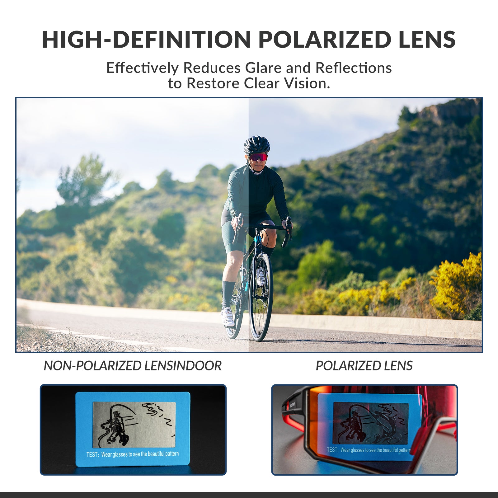 ROCKBROS polarized cycling sunglasses with UV400 protection lightweight TR90 sports eyewear