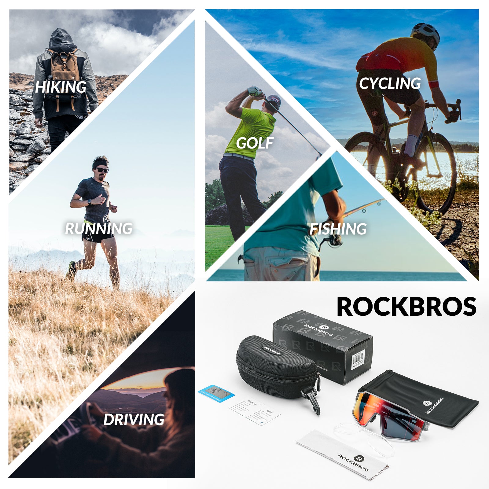 ROCKBROS polarized cycling sunglasses with UV400 protection lightweight TR90 sports eyewear