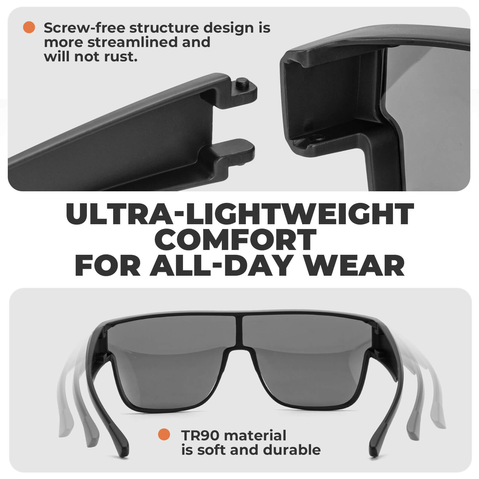 ROCKBROS polarized fit over sunglasses for glasses wearers with full wrap-around design
