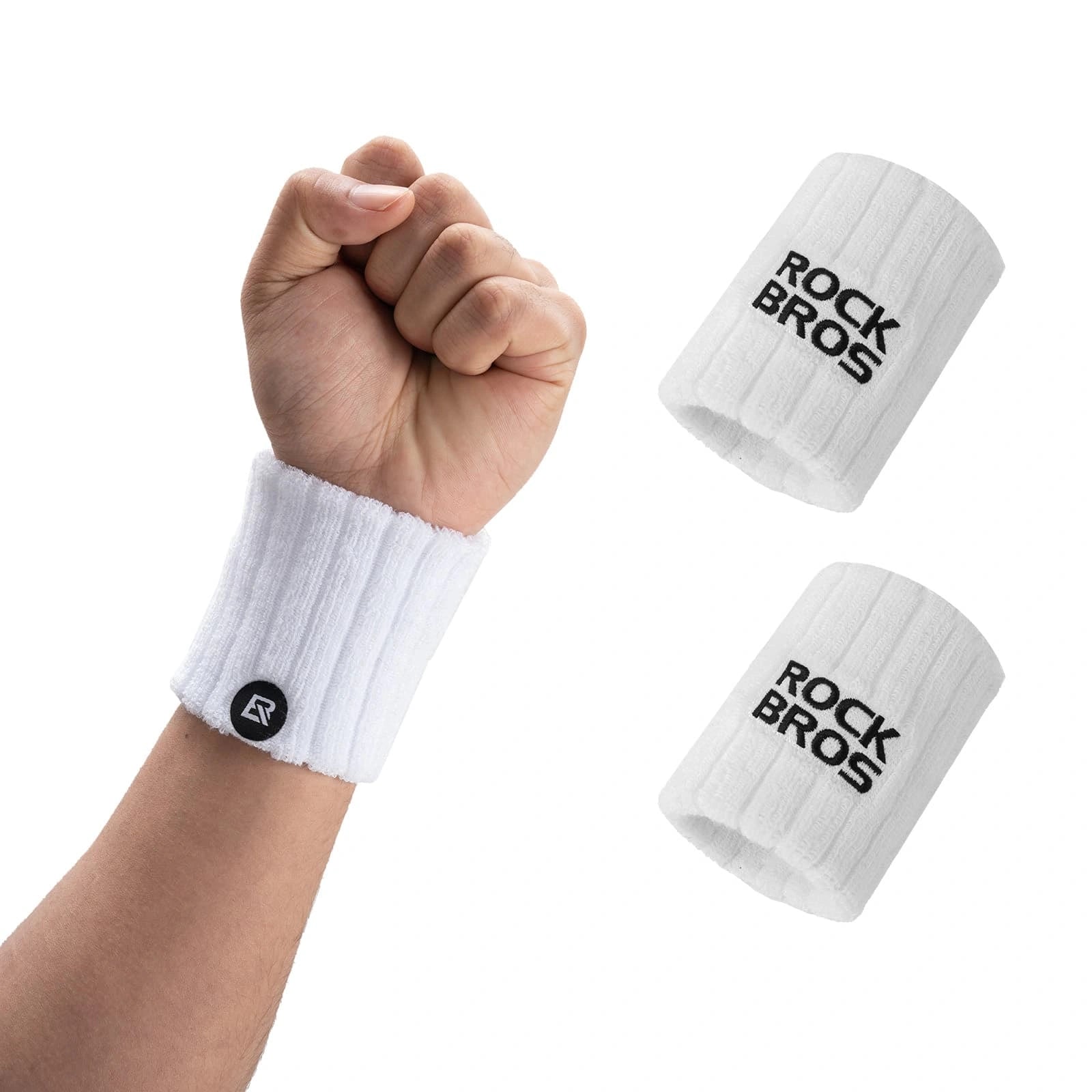 ROCKBROS Polyester-Cotton Sports Wristband with Sweat-Absorbing Fabric and Wrist Support for Daily Sports
#Color_White