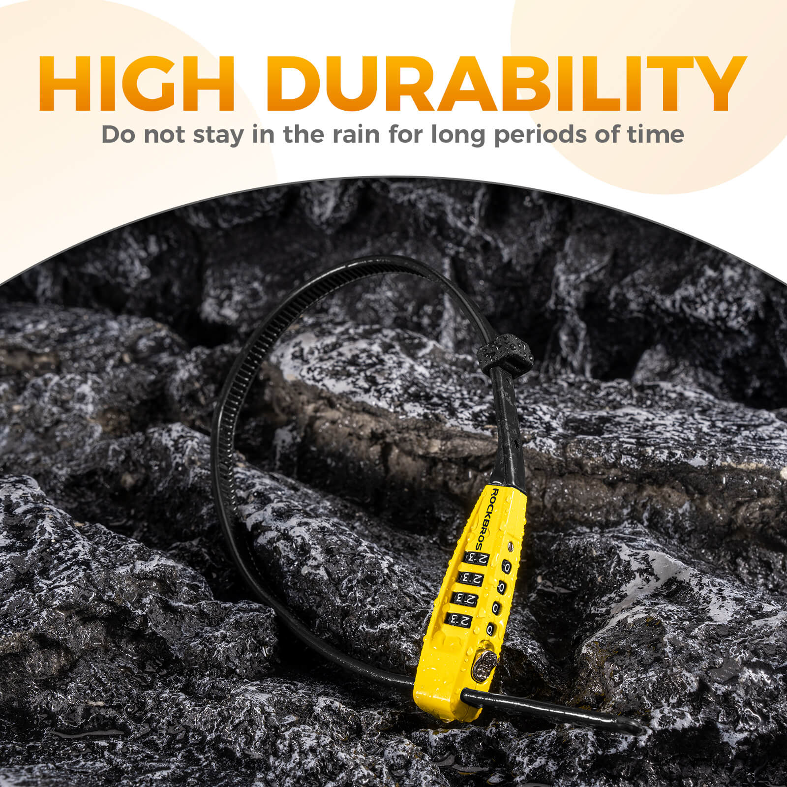 ROCKBROS portable combination cable lock with flexible strap, 4-digit code, secure for bike, luggage, and travel