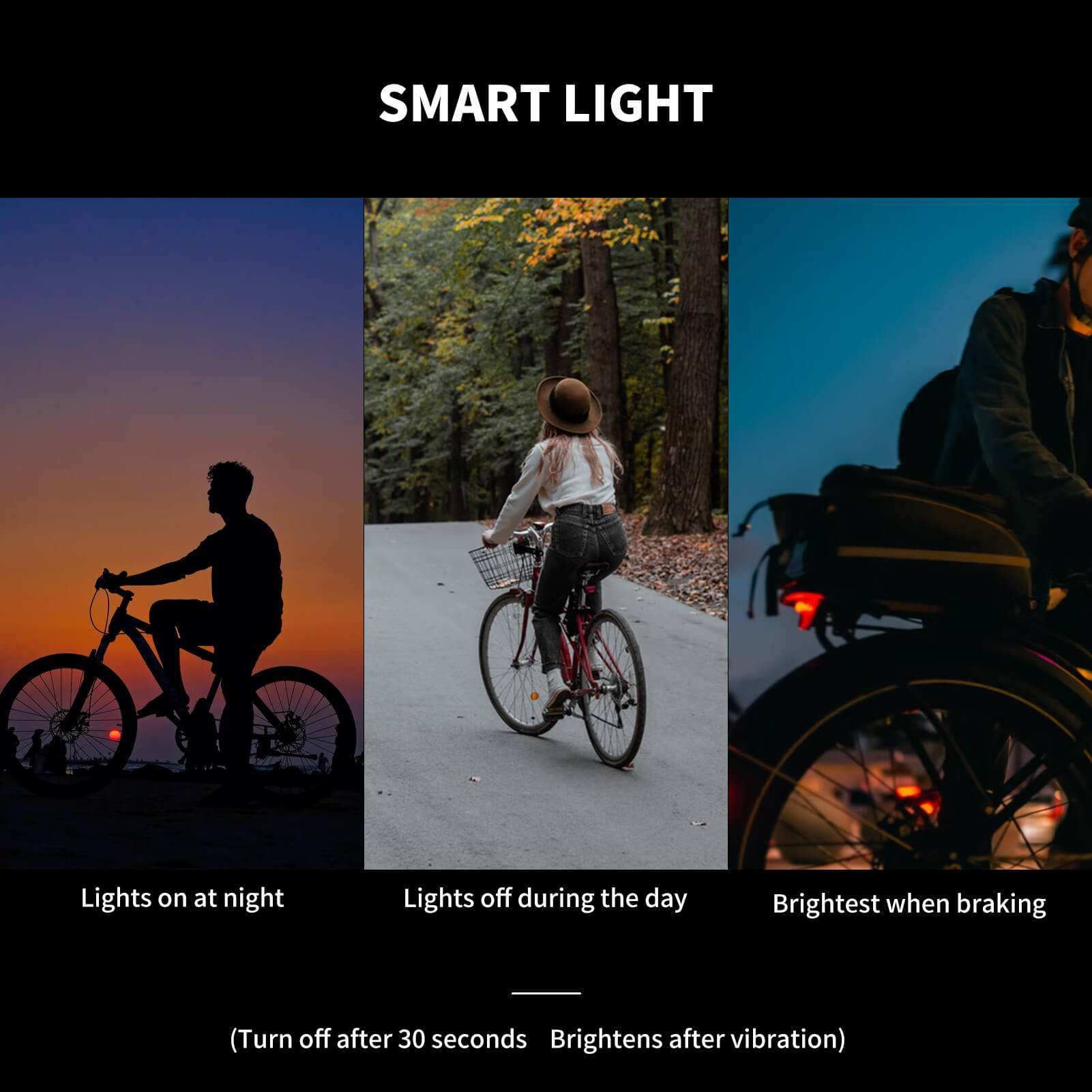 ROCKBROS smart bike tail light with brake sensing and IPX6 waterproof design