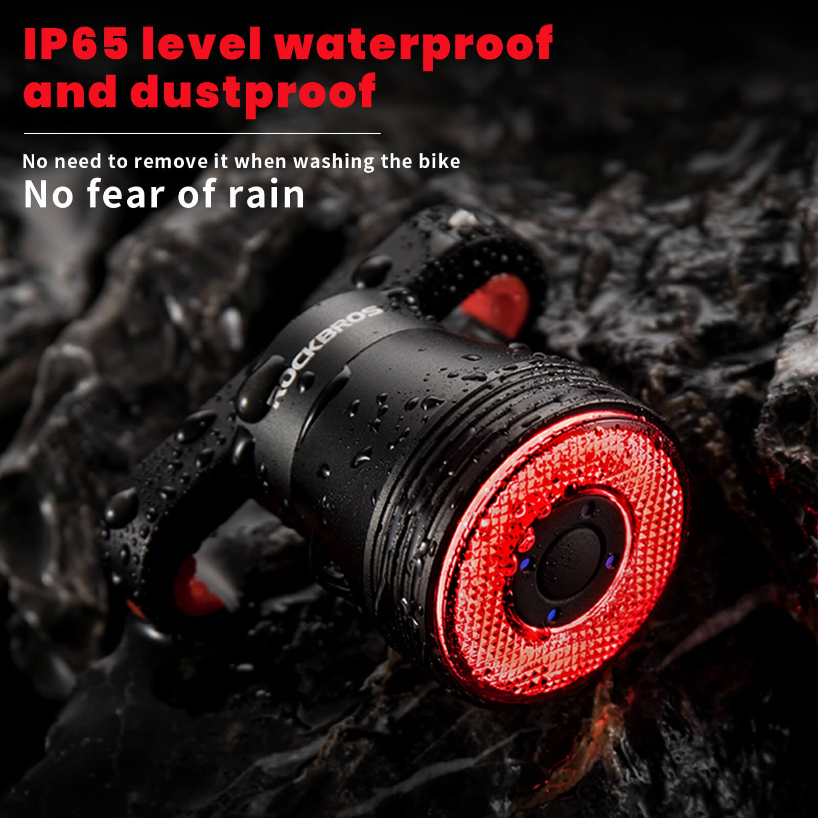 ROCKBROS smart brake sensing bike tail light with LED and waterproof design
