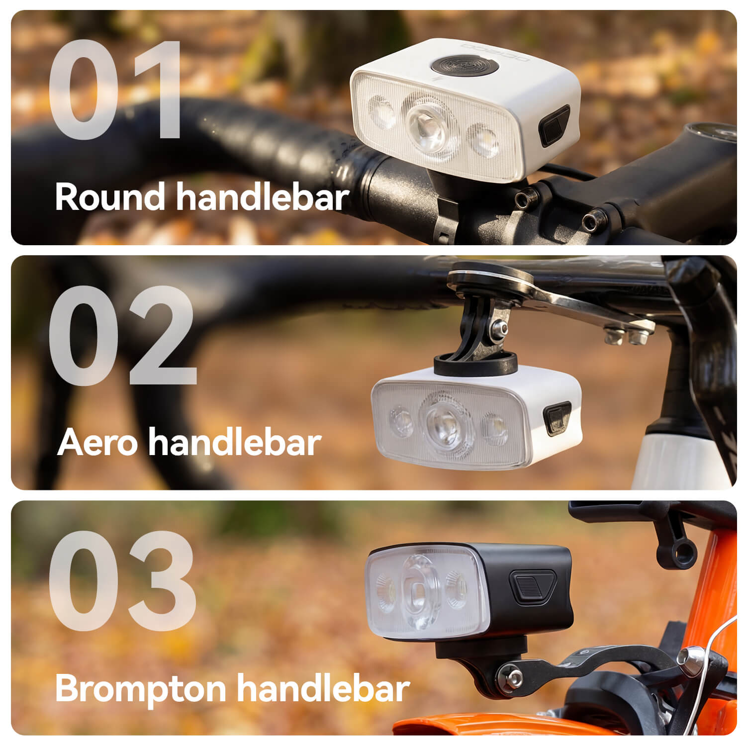 ROCKBROS QC1200LM rechargeable bike headlight with high-intensity 5050 20W LED.