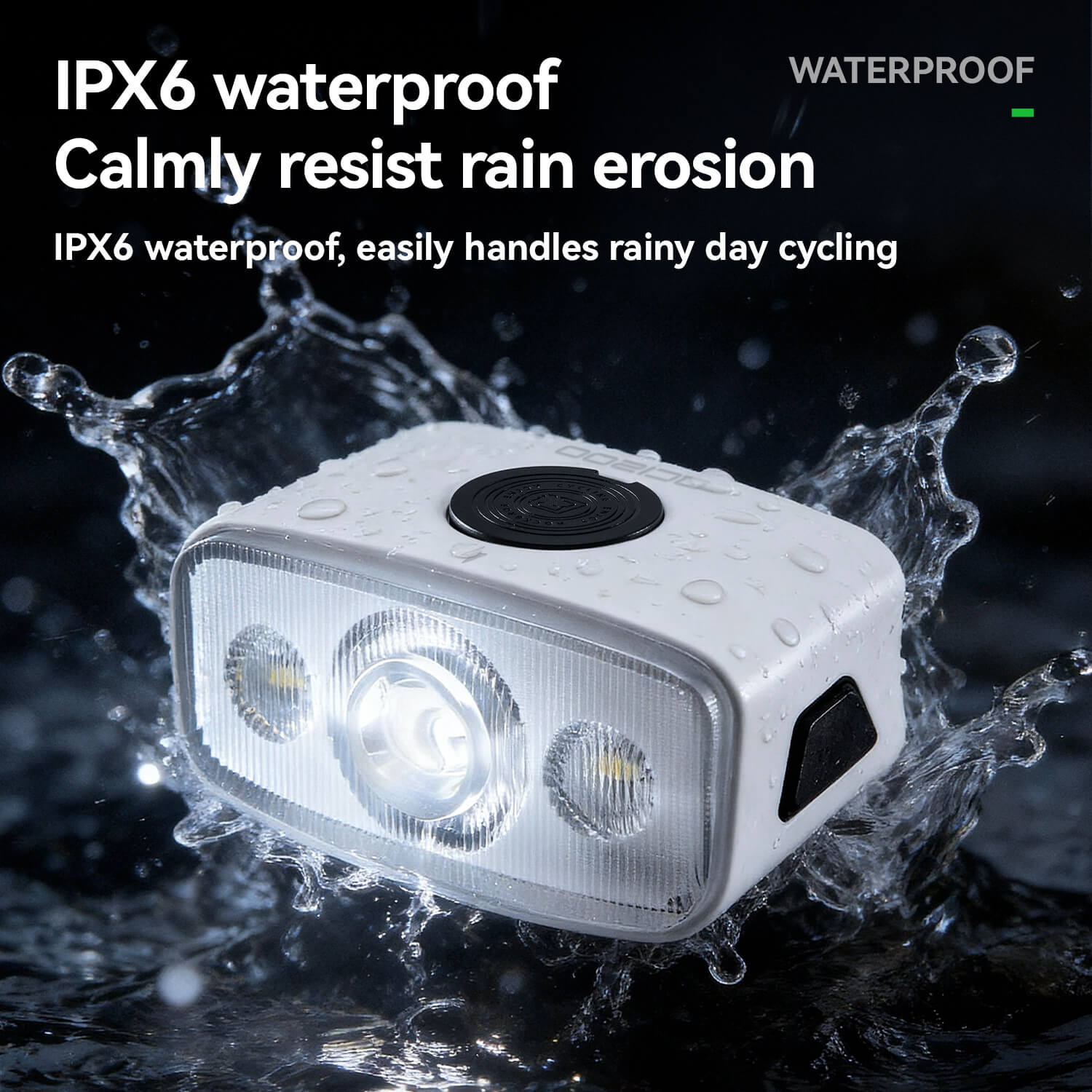 ROCKBROS QC1200LM rechargeable bike headlight with high-intensity 5050 20W LED.