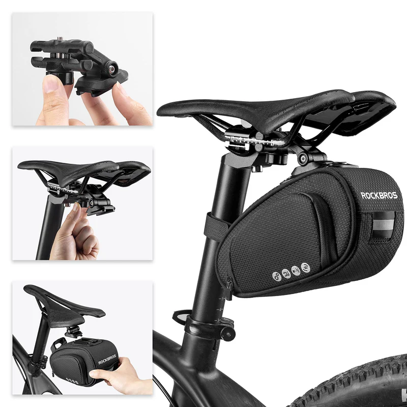 ROCKBROS quick-release 500D durable bike saddle bag mounted under bicycle seat for road cycling and commuting