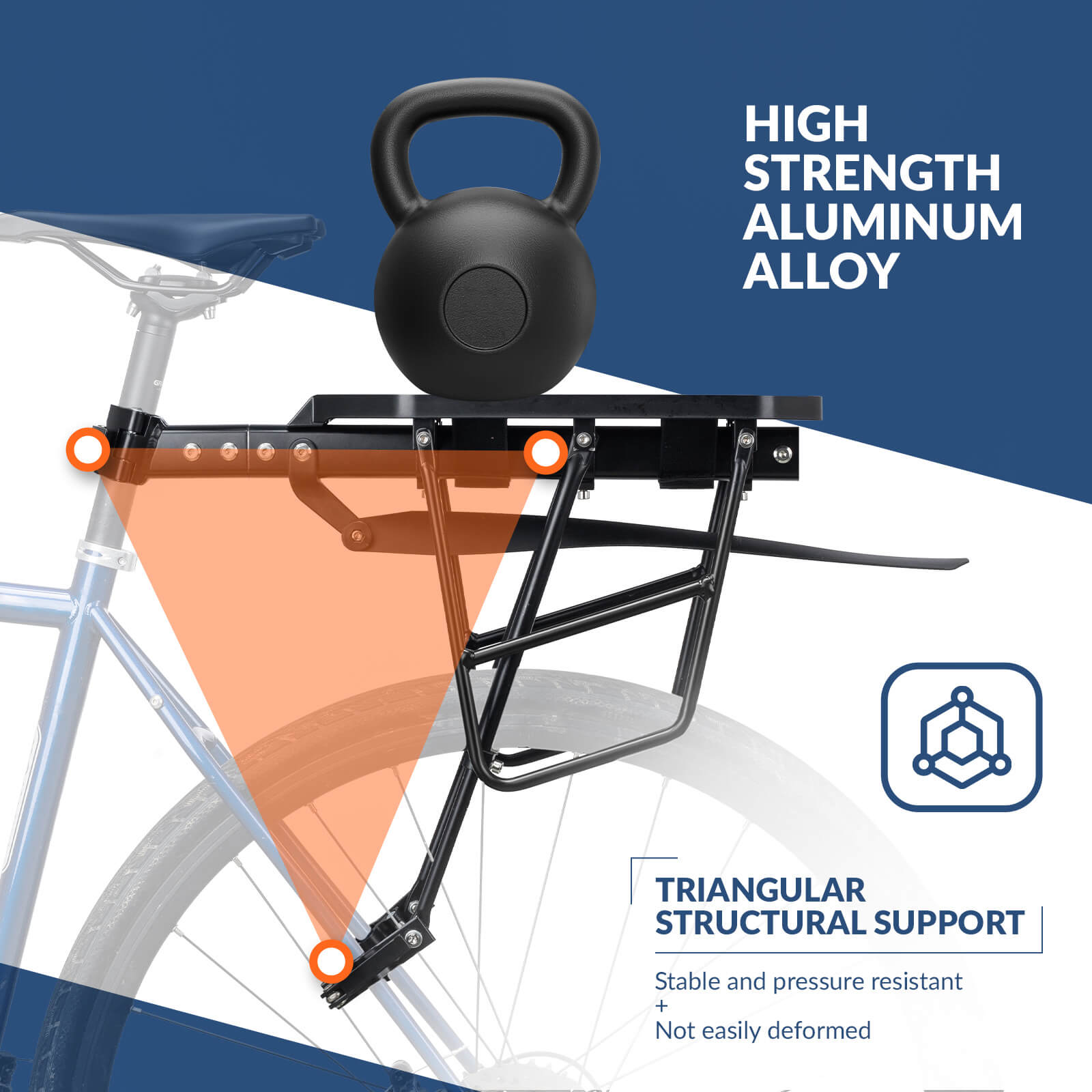 ROCKBROS rear bike rack with integrated adjustable fender for all-weather riding