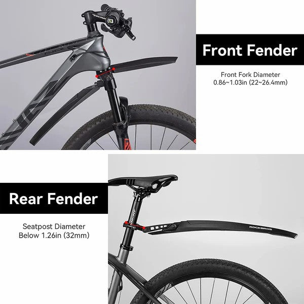 ROCKBROS Quick-Release Mountain Bike Mudguard / Fender provides durable, adjustable protection against mud and debris