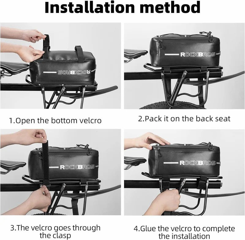 ROCKBROS waterproof bike rear rack bag for travel and commuting