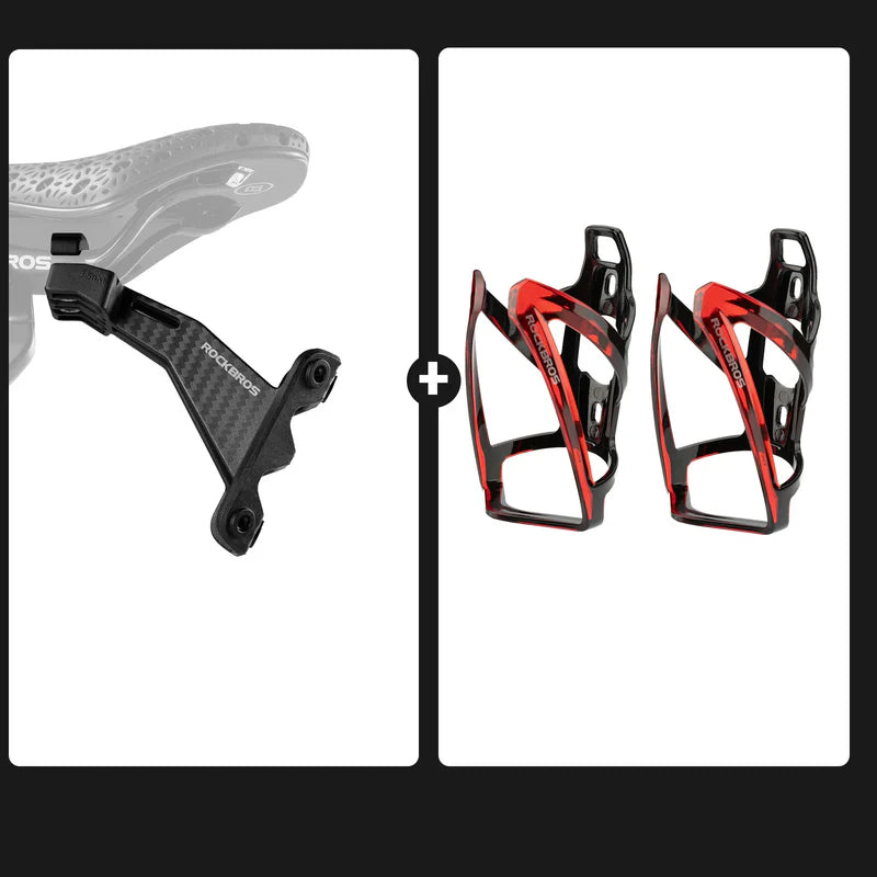 ROCKBROS Rear Saddle Bottle Cage Bundle for Dual Hydration Setup
#Color_Black Red