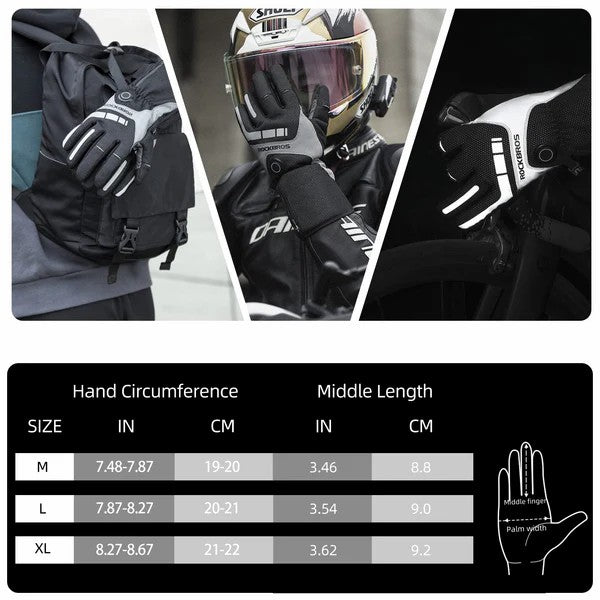 ROCKBROS rechargeable heated cycling gloves for winter, touchscreen-friendly