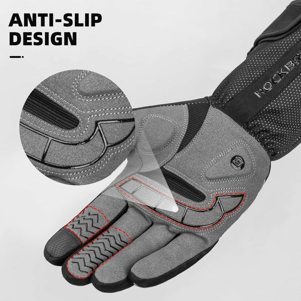 ROCKBROS rechargeable heated cycling gloves for winter, touchscreen-friendly