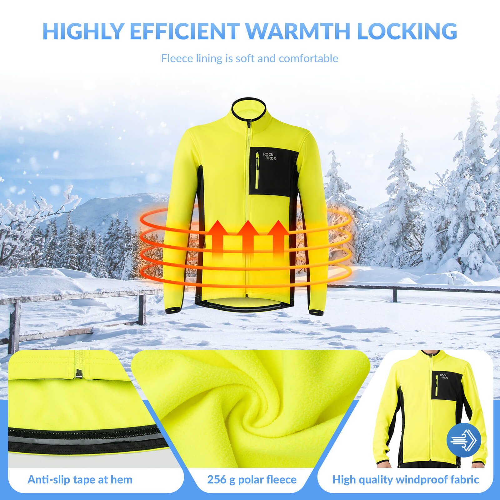 ROCKBROS Reflective Thermal Winter Cycling Jacket for Men and Women