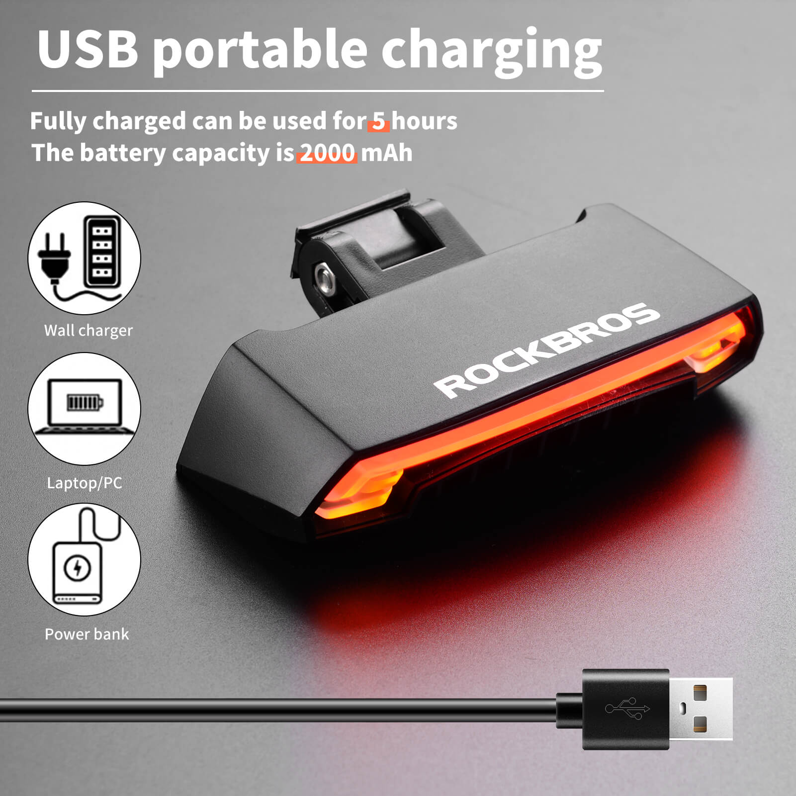 ROCKBROS Smart Bike Tail Light with Remote Turn Signals & Laser