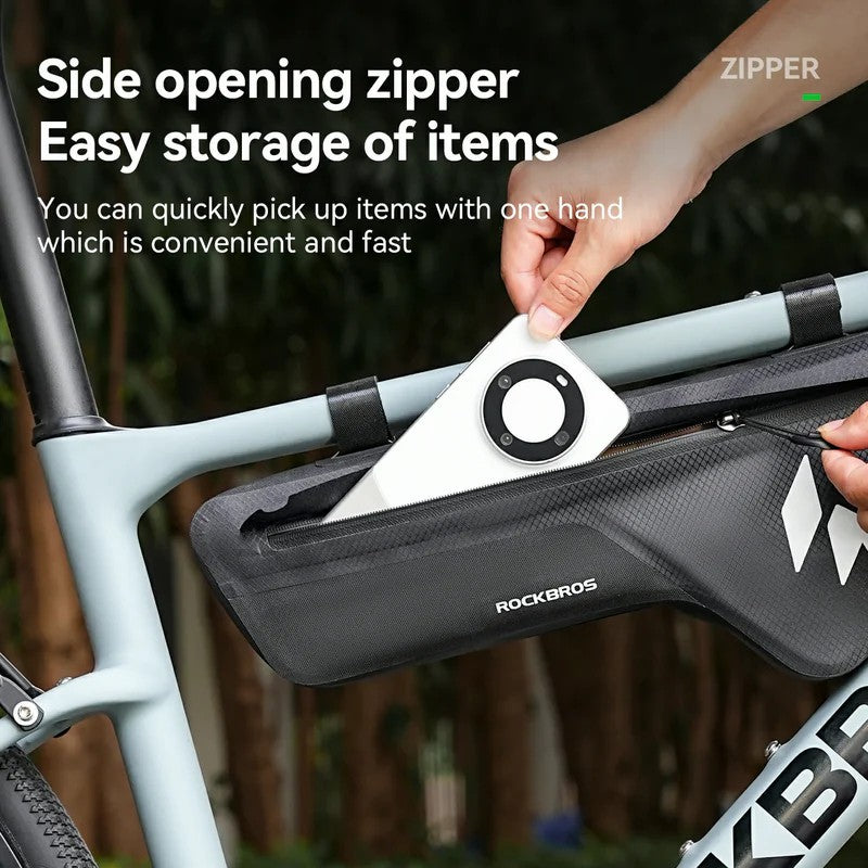 ROCKBROS RideMate bike down tube bag with 1.9 liter capacity for cycling storage