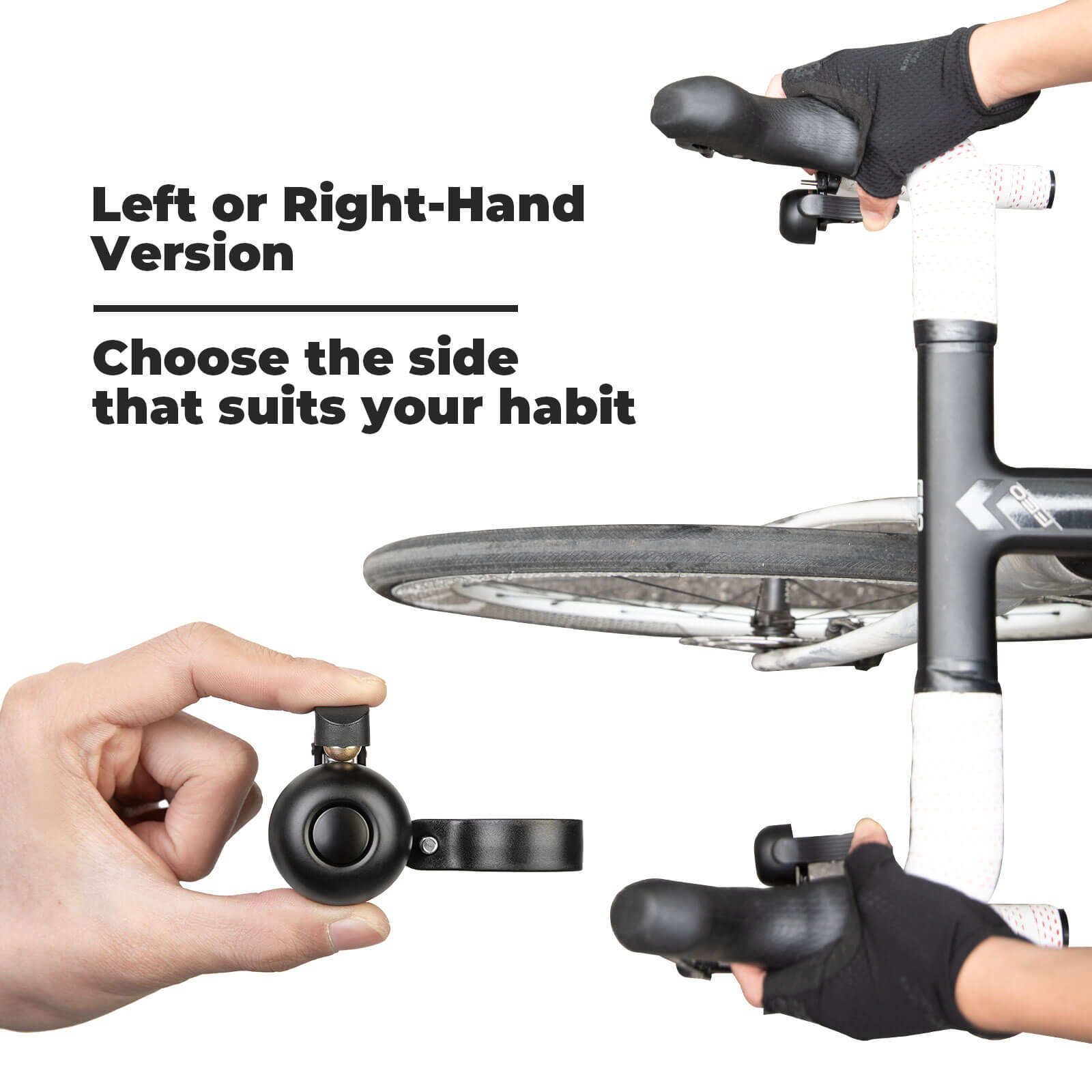 ROCKBROS road bike bell with loud sound and dual-side lever for 27–30mm handlebars
