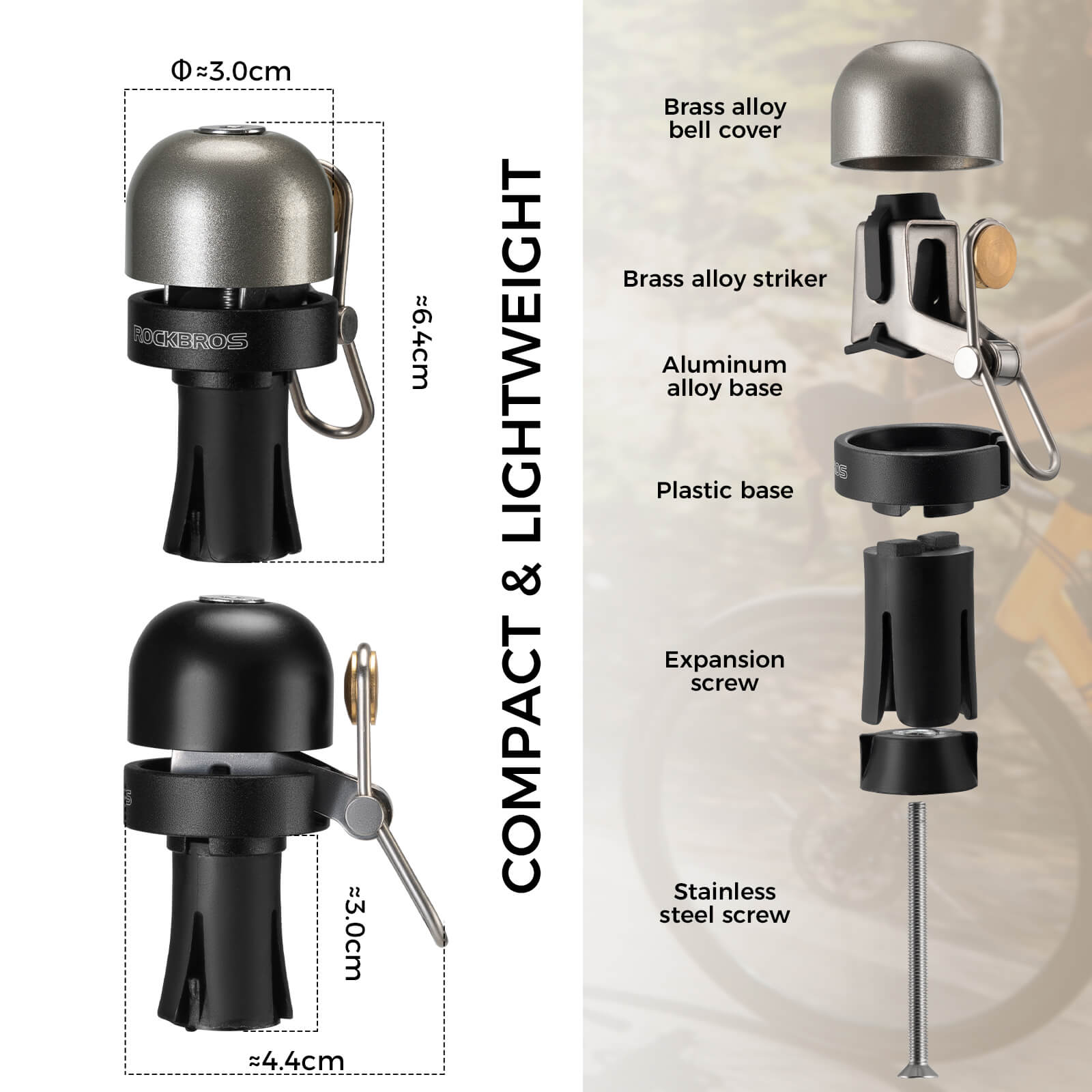 ROCKBROS road bike handlebar end bell dimensions, compact and easy to fit on 22.2mm handlebars
