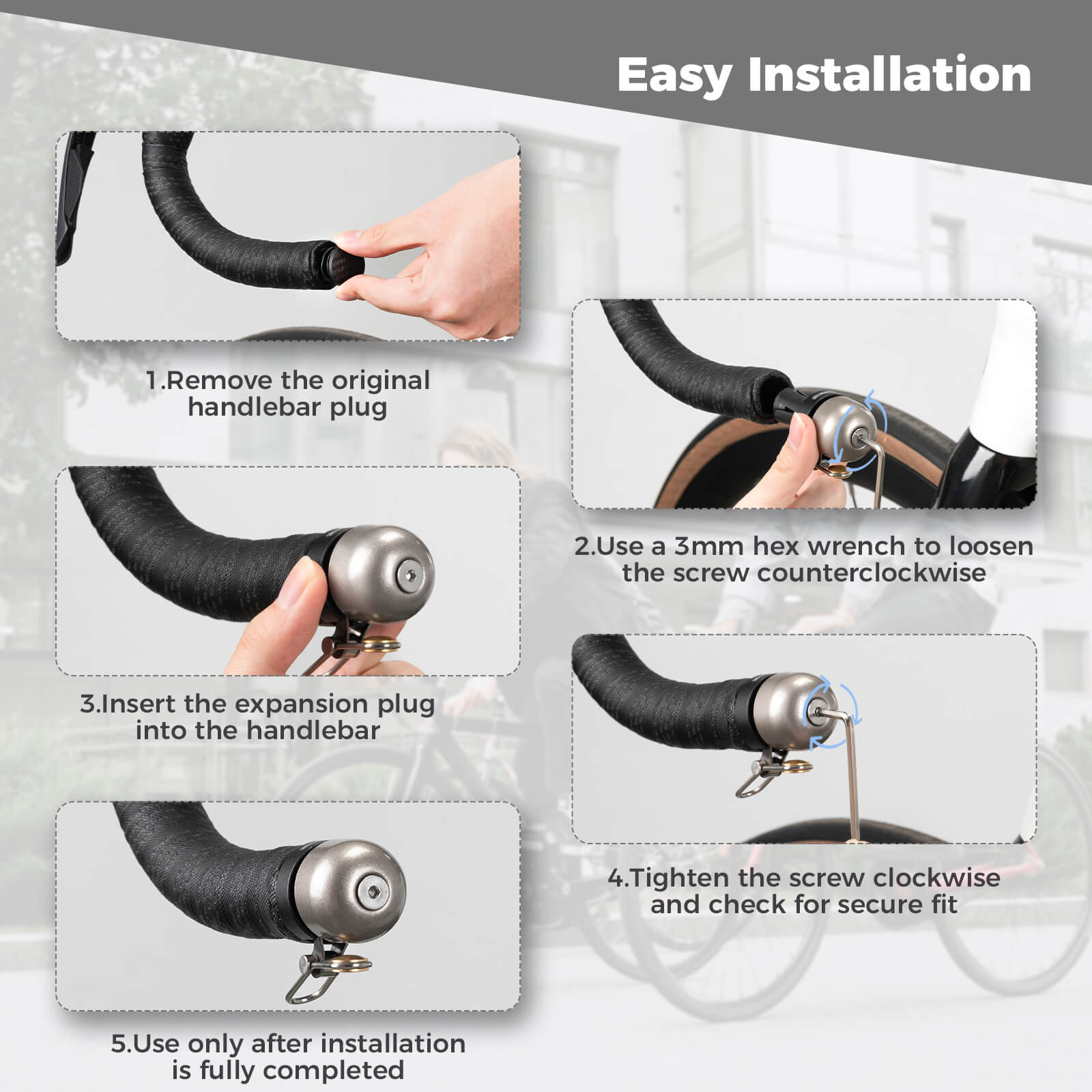 ROCKBROS PP expansion plug, tool-free installation for secure handlebar fit