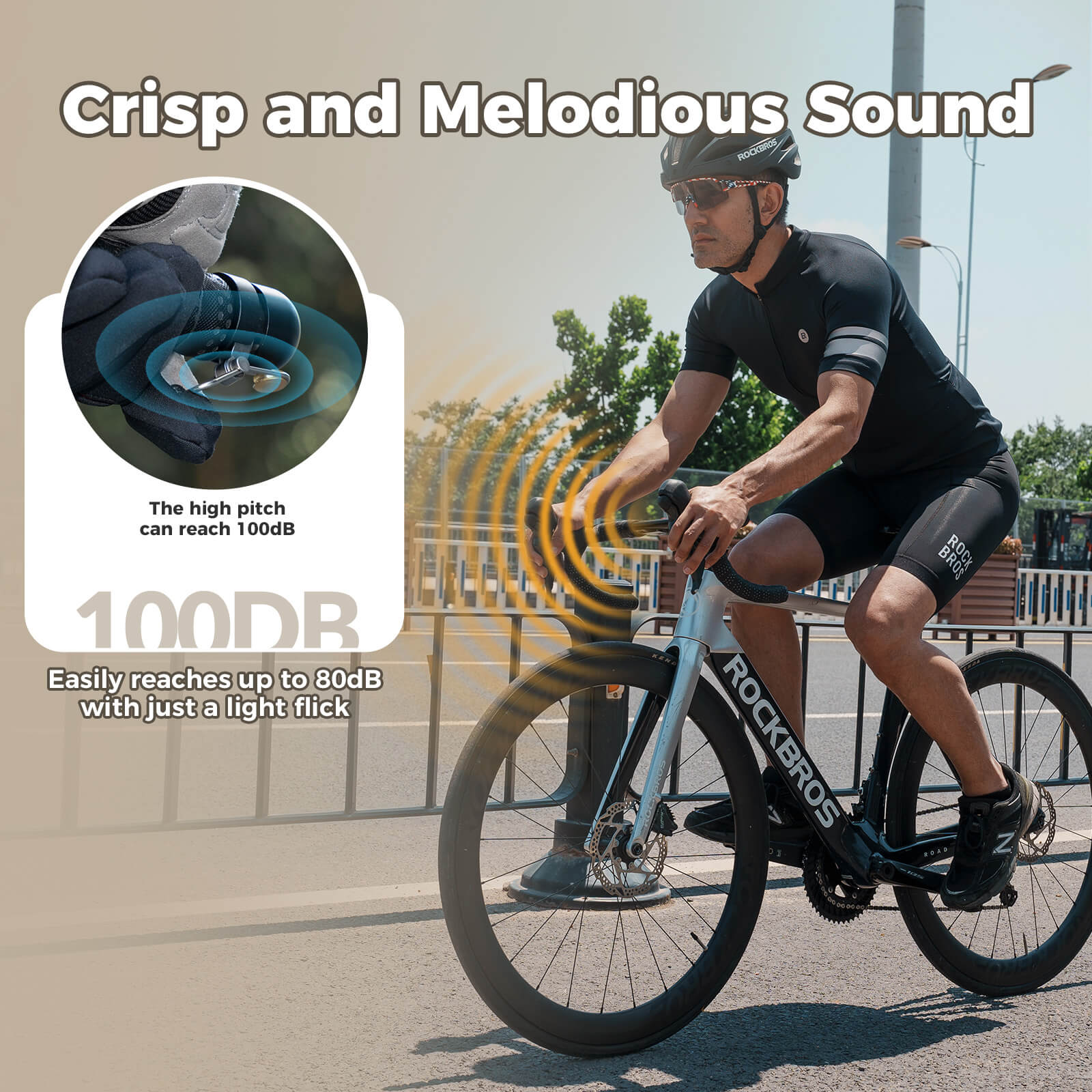 ROCKBROS road bike bell producing loud 100dB sound for safe cycling