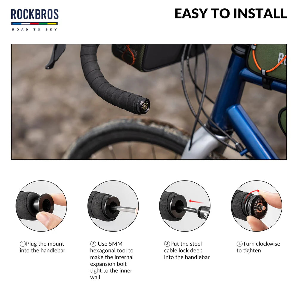 Road-to-Sky Mini Hidden Bicycle Cable Lock with PVC-Coated Steel Cable for Daily Bike Security