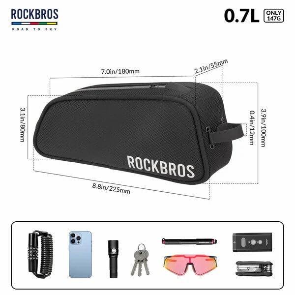 ROCKBROS Road To Sky Bicycle Top Tube Frame Bag 0.7L
#Color_Black