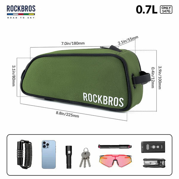 ROCKBROS Road To Sky Bicycle Top Tube Frame Bag 0.7L
#Color_Green