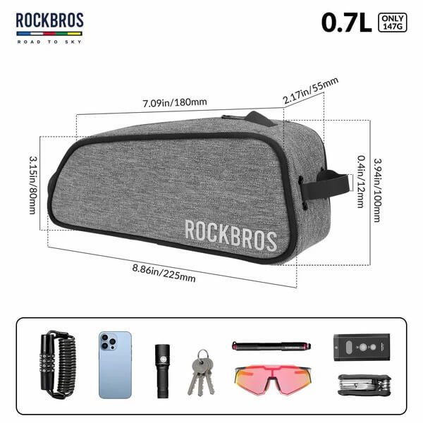 ROCKBROS Road To Sky Bicycle Top Tube Frame Bag 0.7L
#Color_Gray