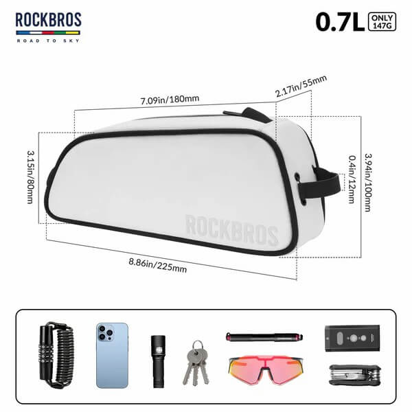 ROCKBROS Road To Sky Bicycle Top Tube Frame Bag 0.7L
#Color_White