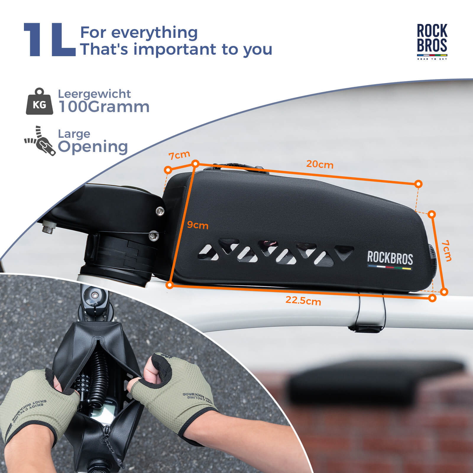 ROCKBROS Road to Sky waterproof bike frame bag 100% waterproof cycling storage