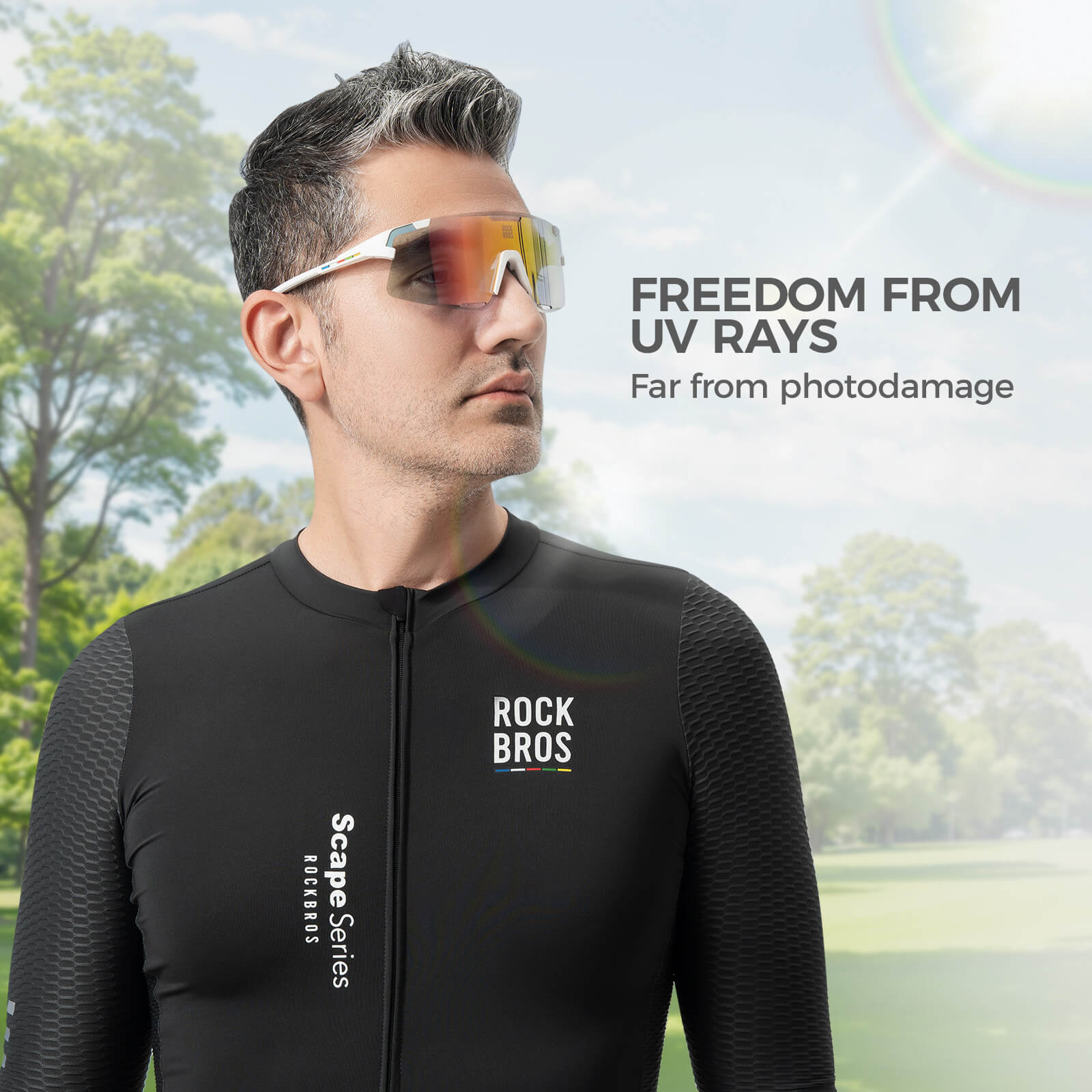ROCKBROS ROAD-TO-SKY BOUNDLESS photochromic cycling glasses with photochromic lenses for adaptive light protection